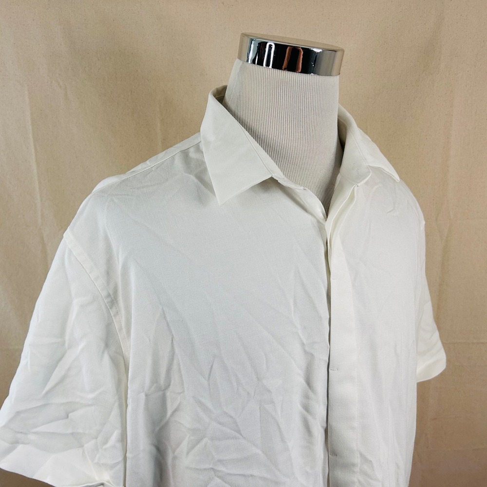 Flex Design in Italy XL Regular Fit Short Sleeve Button Up Shirt White Mens